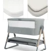 Lua Bedside Crib and Sheet Bundle - Grey Star/Grey Stripe