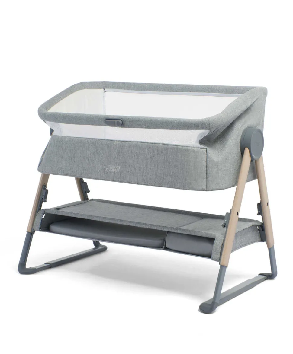 Lua Bedside Crib and Sheet Bundle - Grey/White