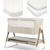 Lua Bedside Crib and Sheet Bundle - Fawn/White