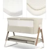 Lua Bedside Crib and Sheet Bundle - Fawn/Oatmeal