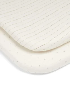Lua Bedside Crib and Sheet Bundle - Fawn/Oatmeal
