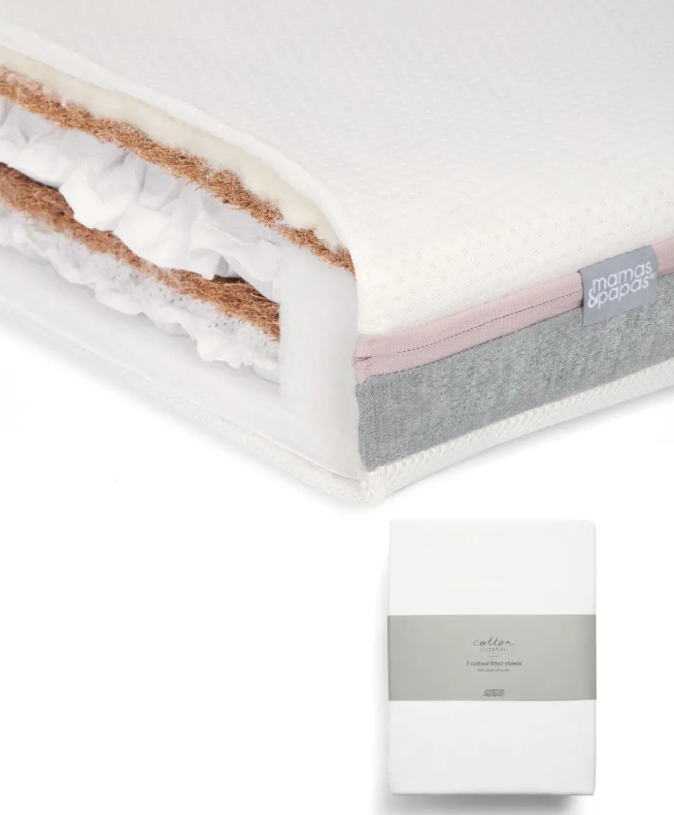 Luxury Hybrid Twin Cotbed Mattress & Fitted Sheets (2 Pack) - White
