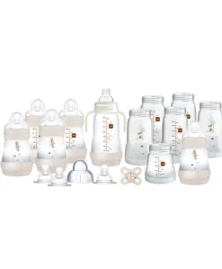 MAM Baby Easy Start Anti-Colic Self Sterilising Bottles Newborn 17 Piece Set - Matt Taupe
