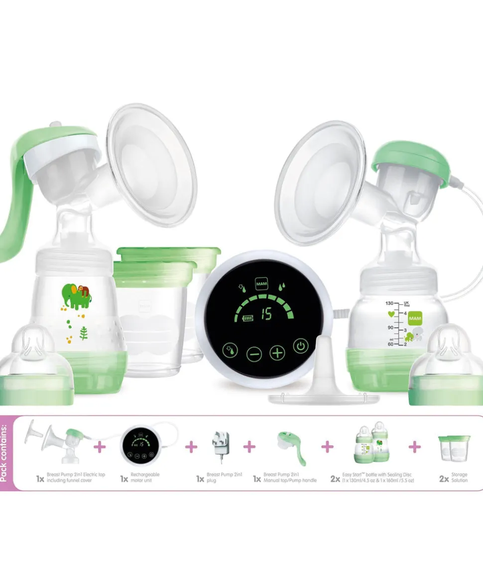 MAM Baby 2-in-1 Electric Single Breast Pump with Rechargeable Battery