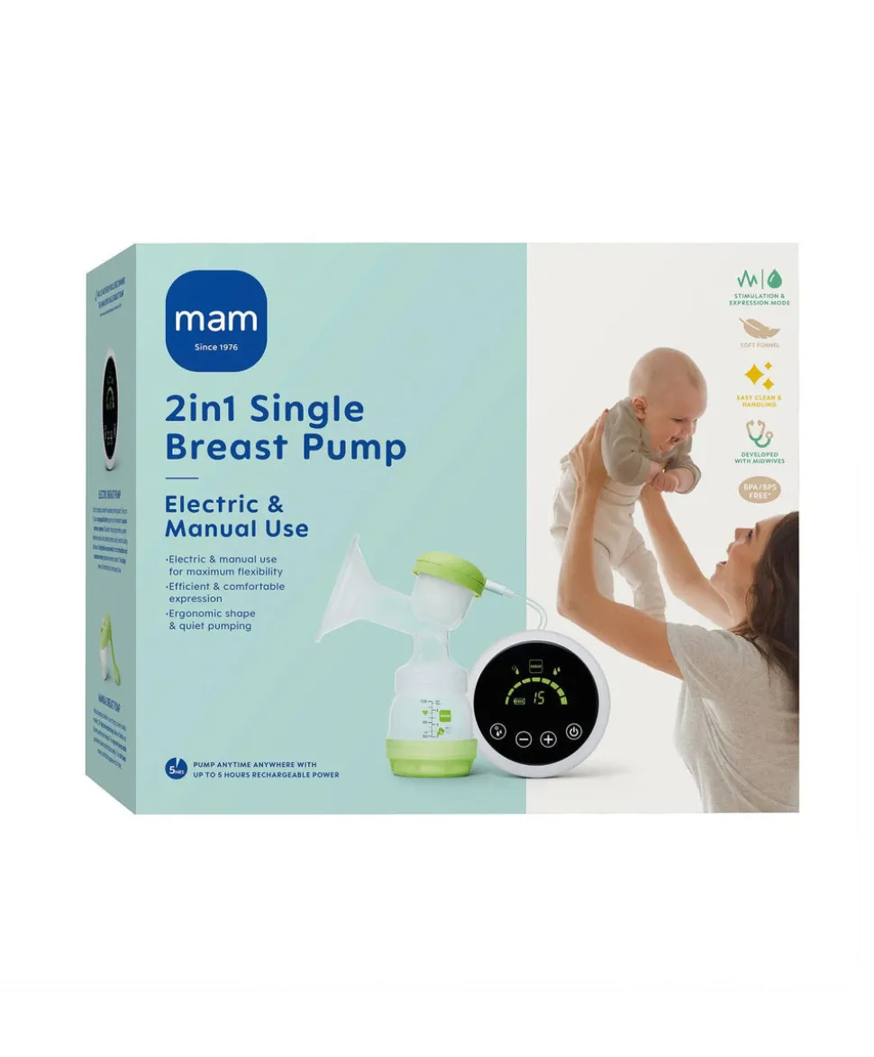 MAM Baby 2-in-1 Electric Single Breast Pump with Rechargeable Battery