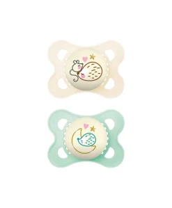 MAM Original Night 0-6m Soother (2 Pack) - Mint/Shell