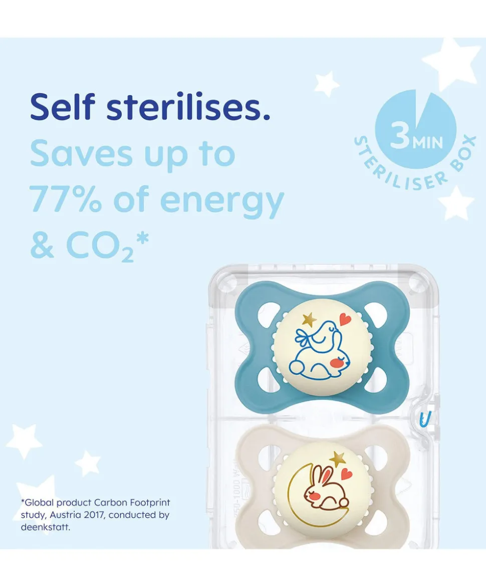 MAM Original Night 0-6m Soother (2 Pack) - Mint/Shell
