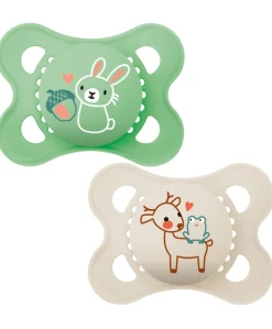 MAM Pure Original 2-6m Soother (2 Pack) - Taupe and Green