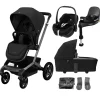 Maxi Cosi Fame Pushchair Bundle With Pebble 360 Pro 2 Car Seat & Base – Black with Black Wheels