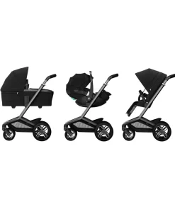 Maxi Cosi Fame Pushchair Bundle With Pebble 360 Pro 2 Car Seat & Base – Black with Black Wheels