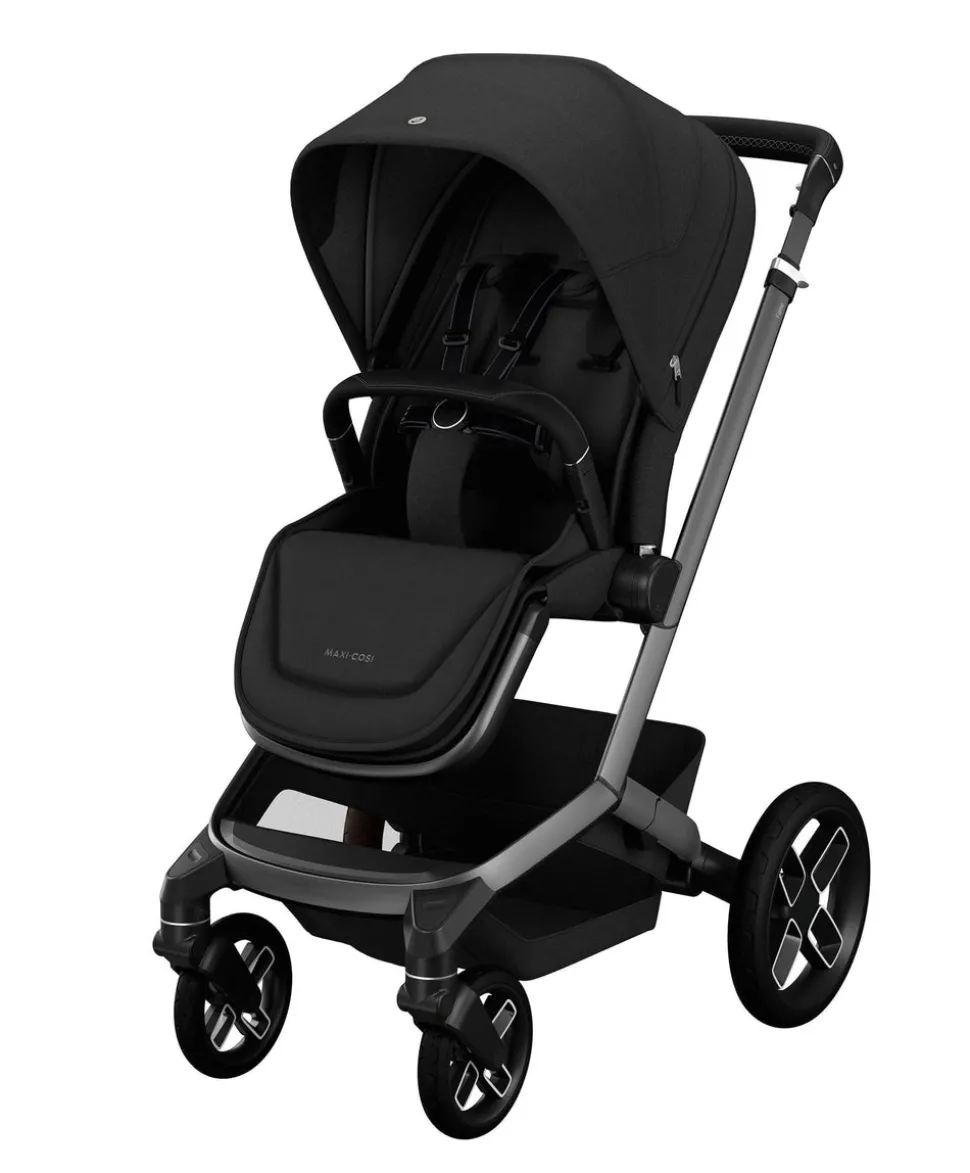 Maxi Cosi Fame Pushchair Bundle With Pebble 360 Pro 2 Car Seat & Base – Black with Black Wheels
