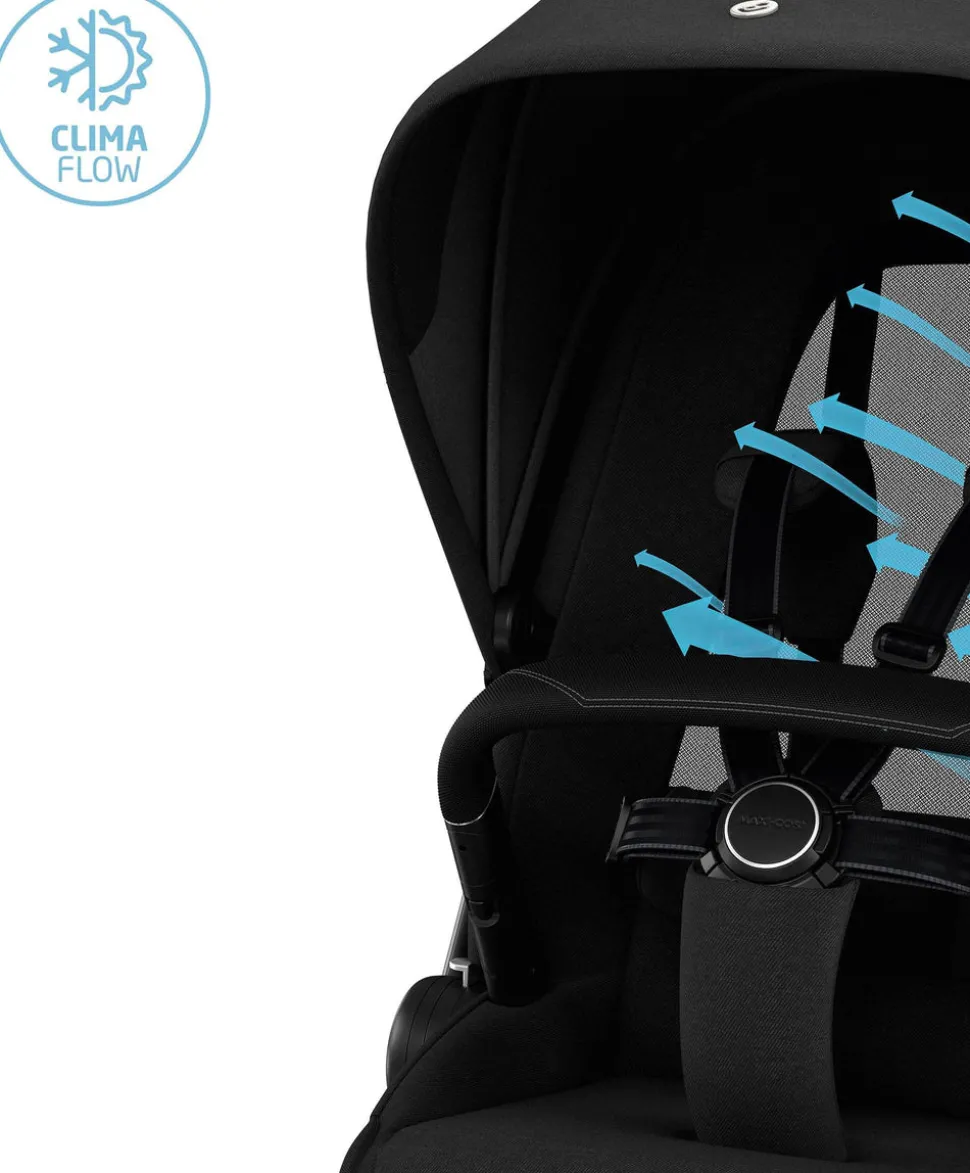 Maxi Cosi Fame Pushchair Bundle With Pebble 360 Pro 2 Car Seat & Base – Black with Black Wheels