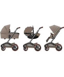 Maxi Cosi Fame Pushchair Bundle with Pebble 360 Pro² Car Seat (4 Pieces) - Truffle with Brown Wheels