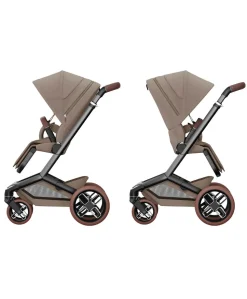 Maxi Cosi Fame Pushchair Bundle with Pebble 360 Pro² Car Seat (4 Pieces) - Truffle with Brown Wheels
