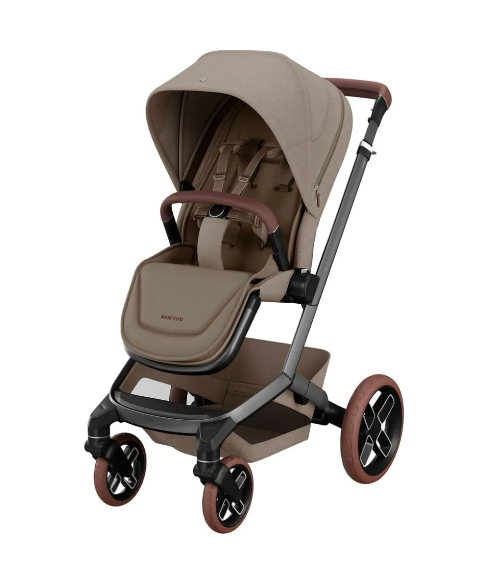 Maxi Cosi Fame Pushchair Bundle with Pebble 360 Pro² Car Seat (4 Pieces) - Truffle with Brown Wheels