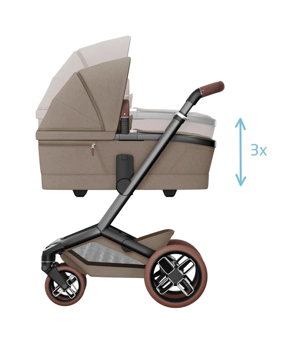 Maxi Cosi Fame Pushchair Bundle with Pebble 360 Pro² Car Seat (4 Pieces) - Truffle with Brown Wheels