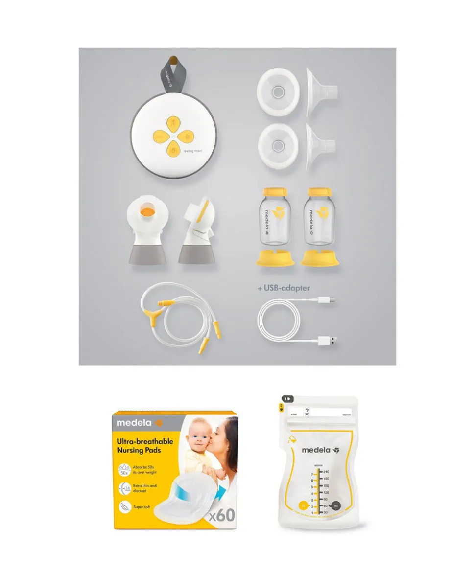 Medela Swing Maxi™ Double Electric Breast Pump, Nursing Pads and Storage Bags Bundle