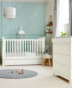Mia 2 Piece Cotbed Set with Dresser Changer - White