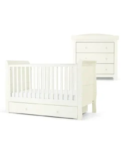 Mia 2 Piece Cotbed Set with Dresser Changer - White