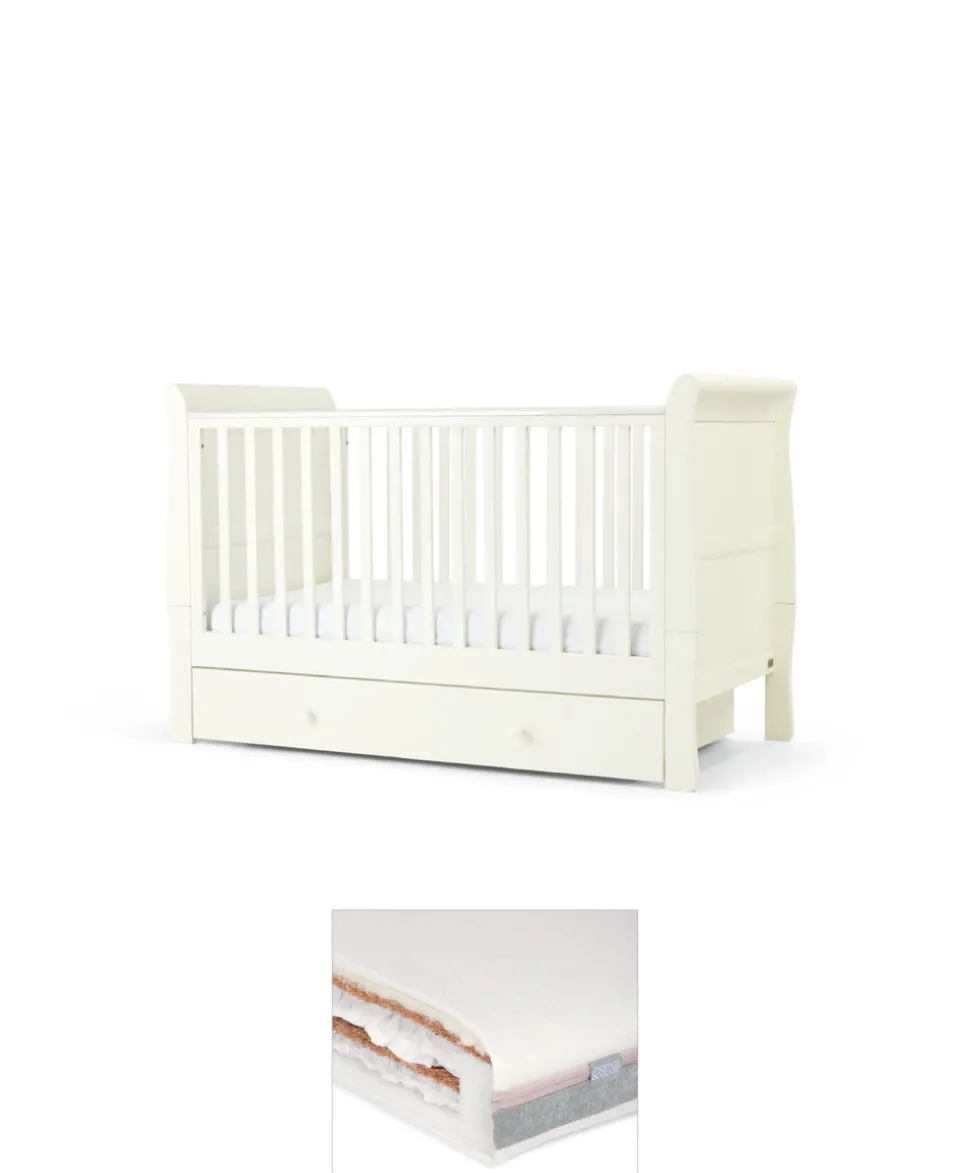 Mia Cotbed & Luxury Hybrid Twin Mattress Bundle - White