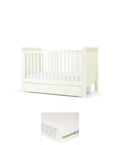 Mia Cotbed & Premium Pocket Spring Mattress Bundle - White