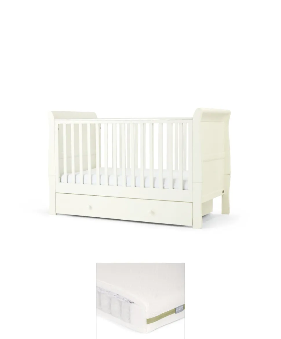 Mia Cotbed & Premium Pocket Spring Mattress Bundle - White