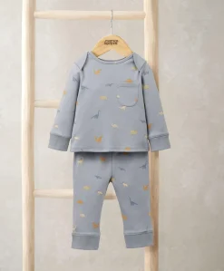 Micro Dino Print Pyjamas – Blue