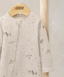 Moose Print Ribbed Jersey All In One - Cream