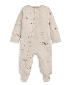 Moose Print Ribbed Jersey All In One - Cream