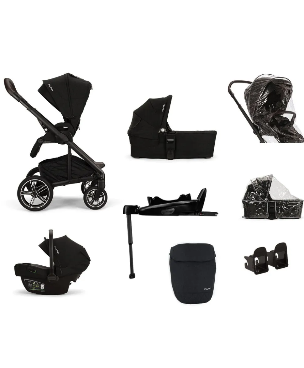 Nuna Mixx Next Pushchair 5 Piece Travel Bundle with PIPA Next Car Seat & Base - Caviar