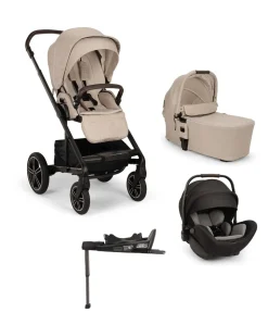 Nuna MIXX Next Pushchair Bundle with ARRA Flex Car Seat & BASE Curv Base - Biscotti