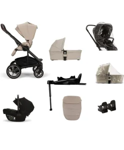 Nuna Mixx Next Pushchair 5 Piece Travel Bundle with PIPA Next Car Seat & Base - Biscotti