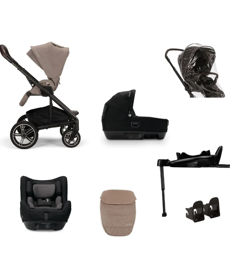 Nuna Mixx Next Pushchair 4 Piece Travel Bundle with TODL Next Car Seat & Base - Cedar