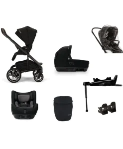 Nuna Mixx Next Pushchair 4 Piece Travel Bundle with TODL Next Car Seat & Base - Caviar
