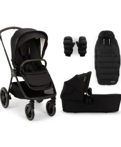 Nuna TRIV lx Pushchair with LYTL lx Carrycot, Footmuff & Gloves Bundle - Caviar