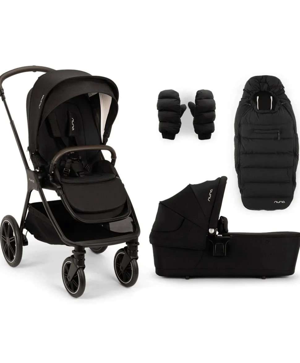 Nuna TRIV lx Pushchair with LYTL lx Carrycot, Footmuff & Gloves Bundle - Caviar