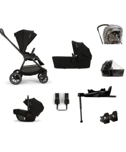 Nuna Triv Next Pushchair 4 Piece Travel Bundle with PIPA Next Car Seat & Base - Caviar