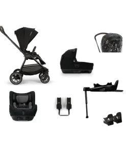 Nuna Triv Next Pushchair 4 Piece Travel Bundle with TODL Next Car Seat & Base - Caviar