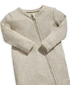 Organic Cotton Ribbed Sleepsuit - Oatmeal