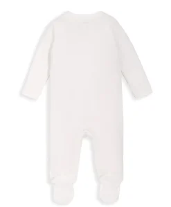 Organic Cotton Ribbed Sleepsuit - White