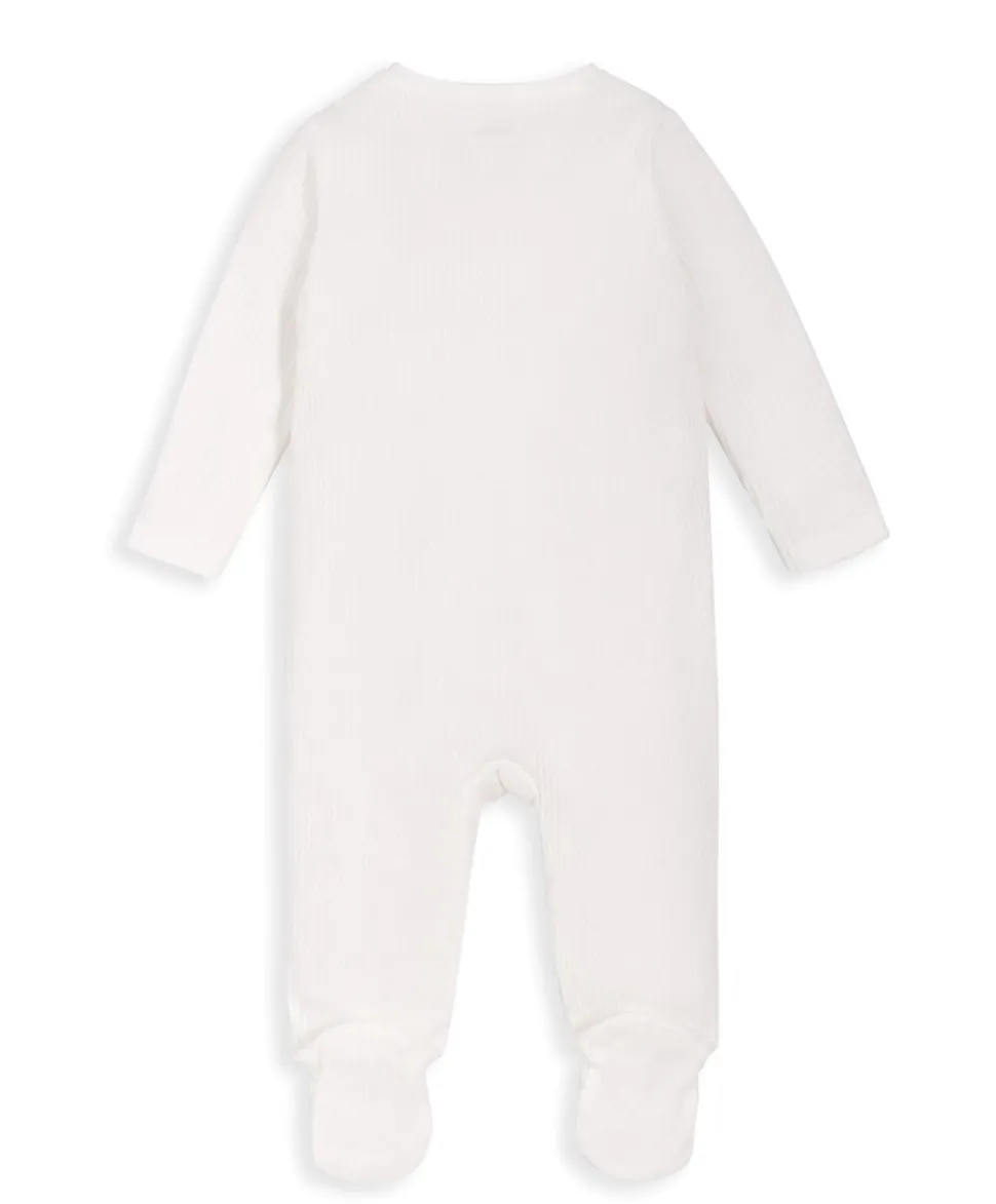 Organic Cotton Ribbed Sleepsuit - White