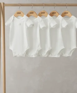 Organic Shortsleeved Bodysuits (5 Pack) - White