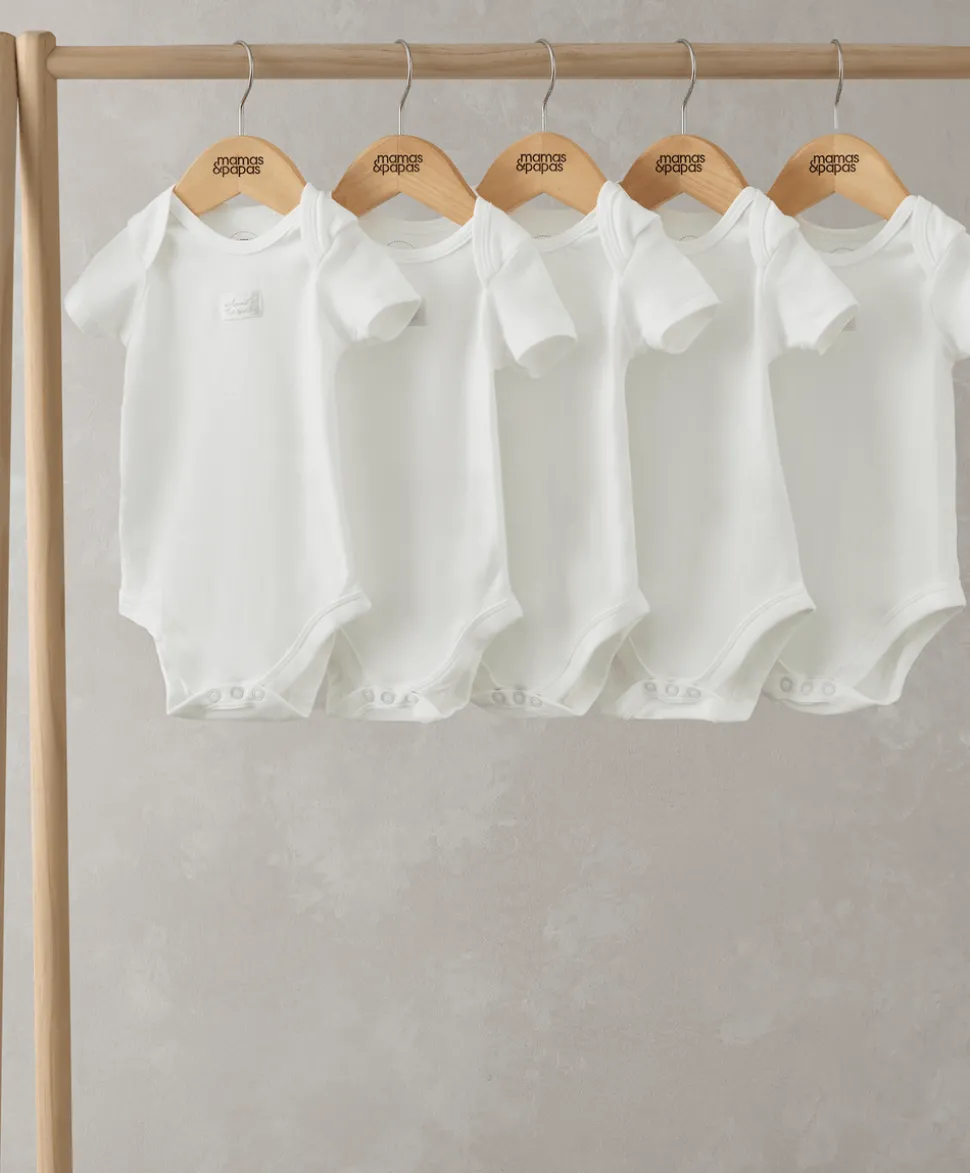 Organic Shortsleeved Bodysuits (5 Pack) - White