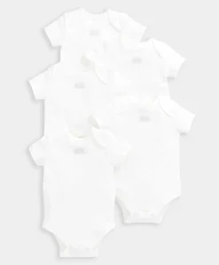 Organic Shortsleeved Bodysuits (5 Pack) - White
