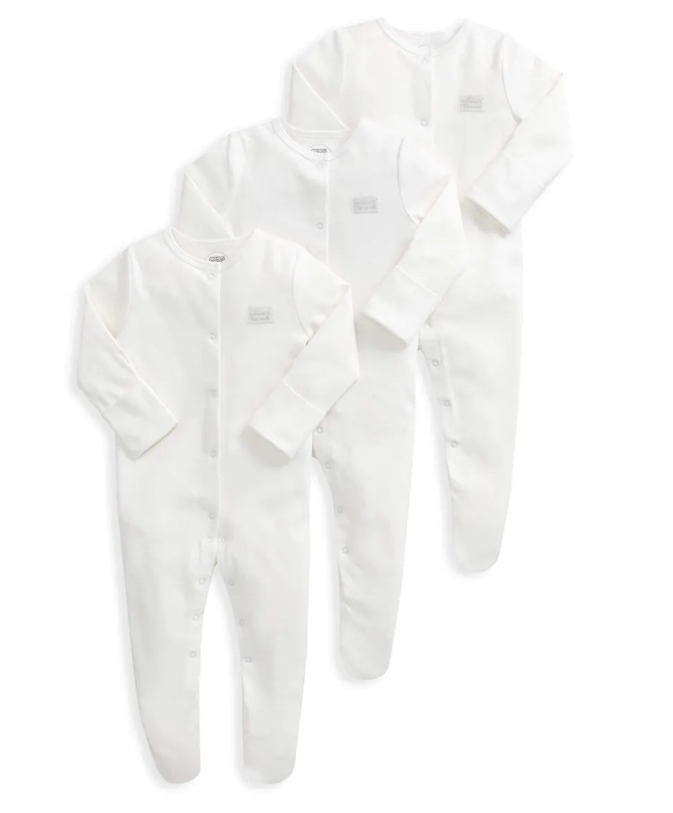 Organic Sleepsuits (3 Pack) - White