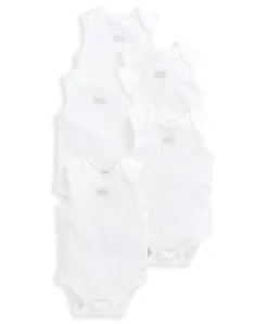 Organic Sleeveless Bodysuits (5 Pack) - White