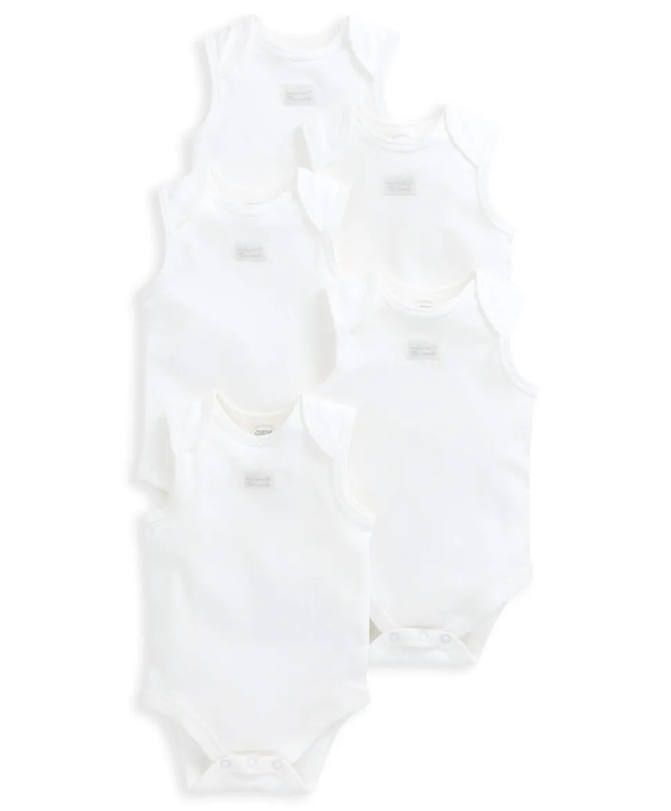 Organic Sleeveless Bodysuits (5 Pack) - White