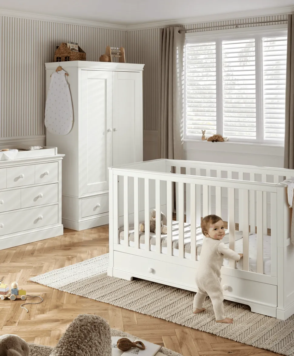 Oxford 3 Piece Cotbed Range with Dresser Changer & Wardrobe - White