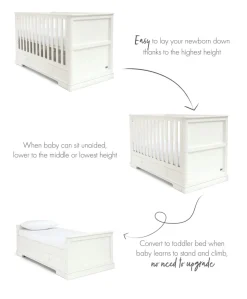 Oxford 3 Piece Cotbed Range with Dresser Changer & Wardrobe - White