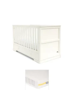 Oxford Cotbed & Essential Airflow Pocket Spring Mattress Bunlde - White